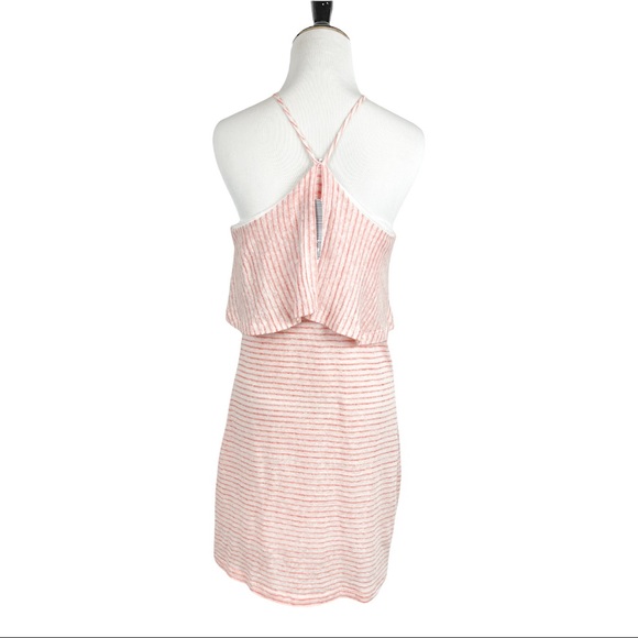 New Splendid Mini Stripe Halter Popover Dress Linen Blend Size Small - Picture 6 of 11